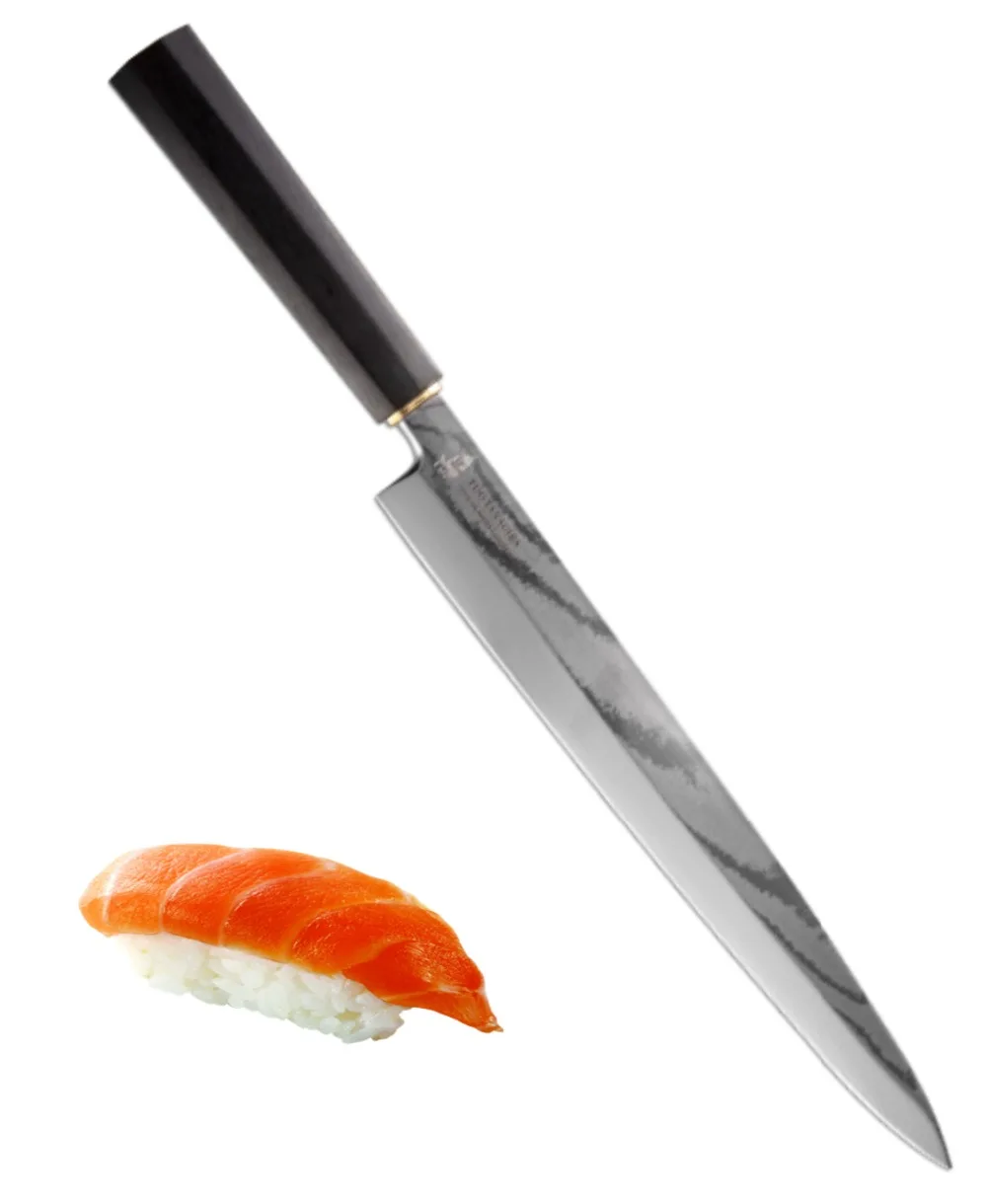 

TUO Yanagiba Sashimi Sushi Slicing Knife VG10 Japanese Damascus High Carbon Stainless Steel - Ebony Handle Fish Slicing - 8.25