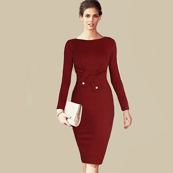 midi pencil dress with sleeves