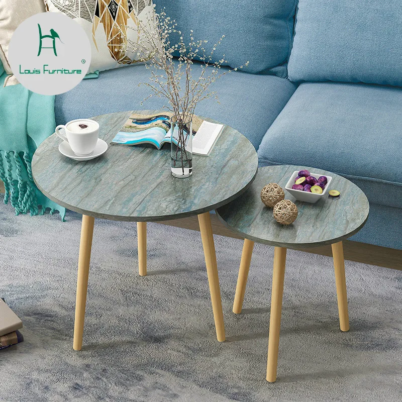 

Louis Fashion Coffee Tables Simple Mini Nordic Convenient Sofa Modern Circular Practical Natural