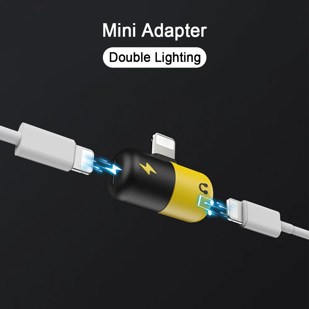 

2 IN 1 Dual Lighting Adapter Mini Capsule Style Charging Music Play Connector For iphone X 8 7 Plus XS XR MAX Audio AUX Splitter