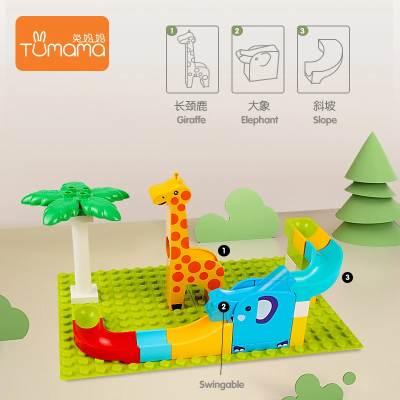 Cena 52 143PCS Marble Race Run Maze Balls Track Building Blocks Jungle Adventure Track cegły zabawki dla dzieci