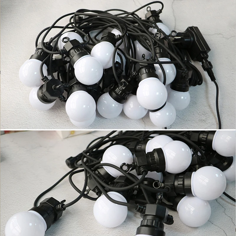5 м/10 м светодиодная шаровая лампа с регулируемым хвостом, водонепроницаемая шариковая гирлянда, винтажная светодиодная гирлянда для рождества, уличное освещение CA41