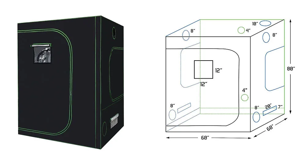 Завод палатка 600D расти палатку Крытый расти коробка 60/80/100/120/150/240 см помещение для роста гидропоники тепличных растений, тенты с освещением