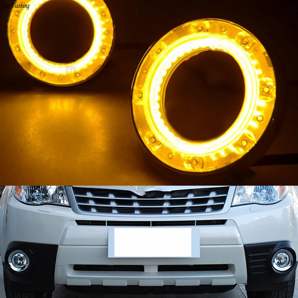 Автомобильный мигающий 1 комплект светодиодный DRL Дневной ходовой свет Дневной свет с желтым сигналом поворота лампа для Subaru Forester 2009 2010 2011 2012