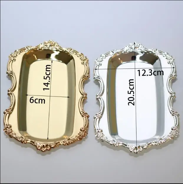 silver and gold plated rectangle cake pan with Beaded around wedding cake stand display rack for wedding decoration FT045
