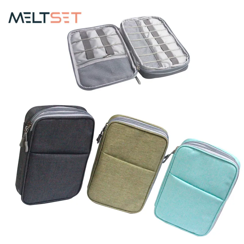 

Travel Electronic Accessories Storage Bag Nylon Gird Multi Functional USB Charger Power Bank Holder Digital Devices Storage Case