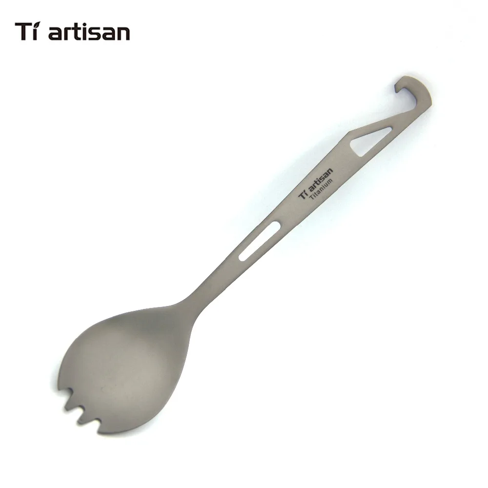 

Tiartisan Titanium Sandblasting Outdoor Portable Straight Handle Multi-function Bottle Opener Tableware Household Spoon Ta8016