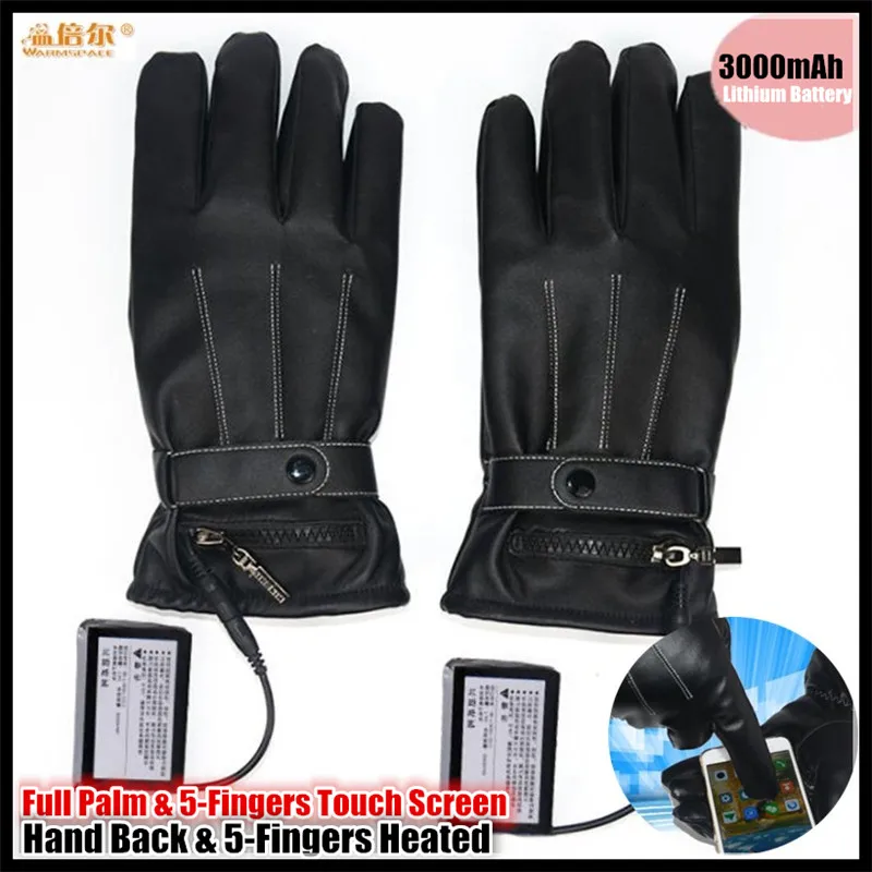 Smart Electric Heated Gloves Battery Powered Self Heating Skiing Guantes Winter Waterproof Motorcycle Riding Touch Screen Gloves