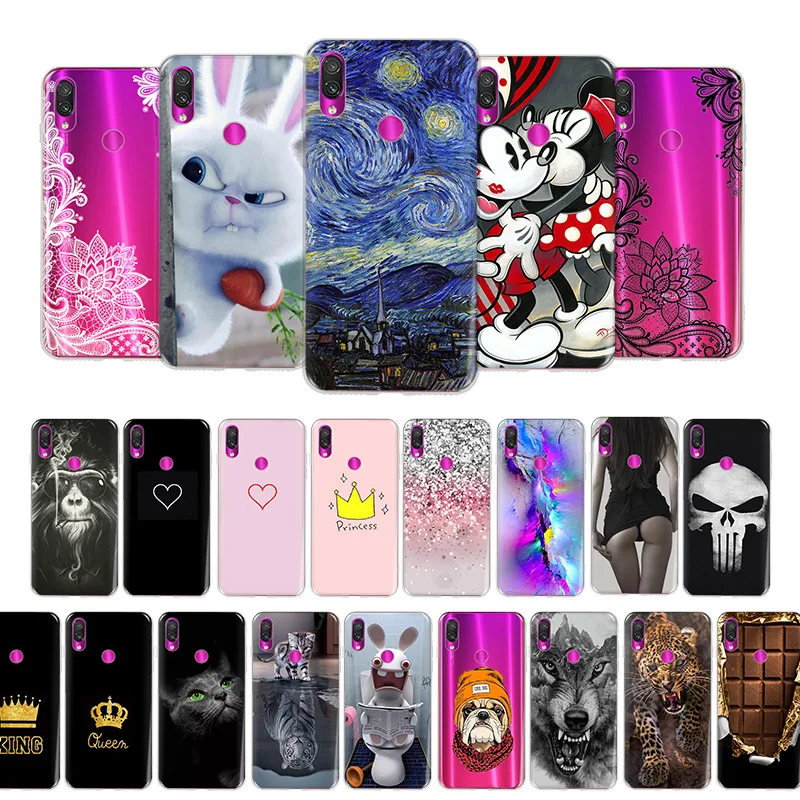 

High Quality Case Xiaomi Redmi Note 7 Flower Tiger wolf Printed Cover For Xiaomi Redmi Note 7 Pro Cases Phone Fundas Coque