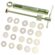 Inoxidable 20 Discos + 1 Pasta de Arcilla Extrusora Tool Fondant Cake Craft Azúcar Escultura