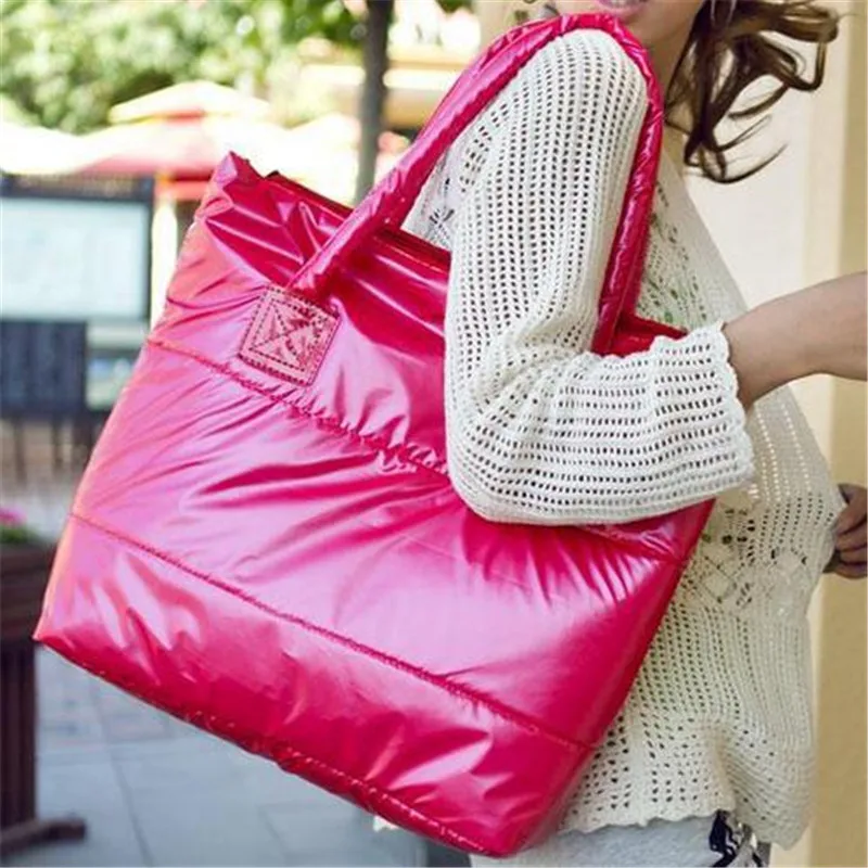 Limited Promotion Vacuum Cotton Quilted Bag Over Shoulder Bags Limited Promotion Vacuum Cotton Quilted Bag Over Shoulder Bags 2017 Winter Women Casual Patent Leather Tote Handbags 10 In From