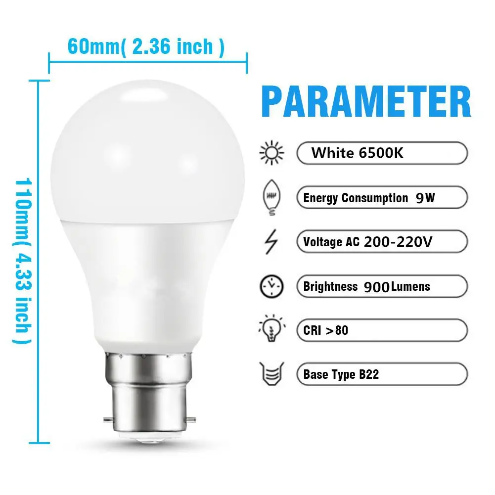 8 шт светодиодный B22 светодиодный лампы 200-240 V 9 W B22 SMD2835 светодиодный свет лампы для Гостиная реального Мощность светодиодный светильник