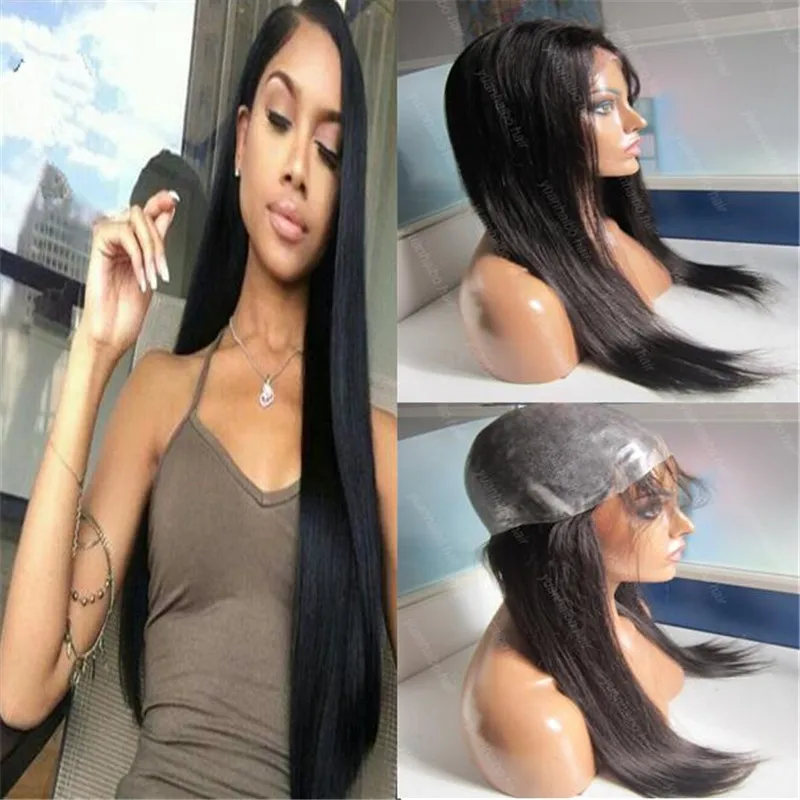 

Grade 8a Quality natural nairline PU cap wig 10-32inch Chinese straight hair wig 130% density full thin skin wig