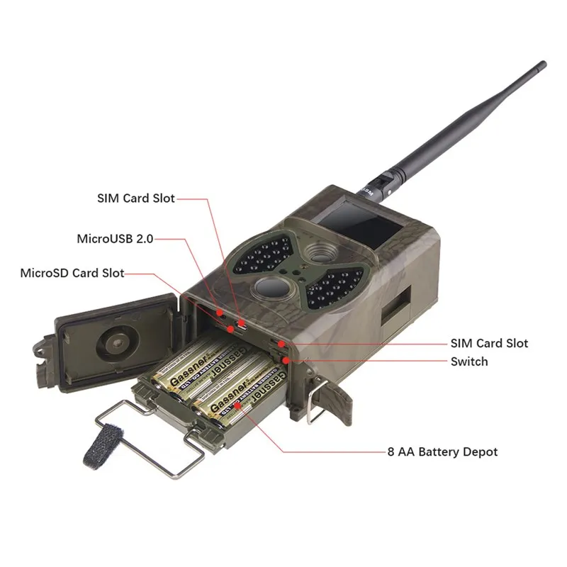 HuntingTrail Camera Cellular Mobile 2G MMS SMTP Photo Trap Night Vision Wireless Wildlife Surveillance Tracking HC300M hunting trail camera trail camera