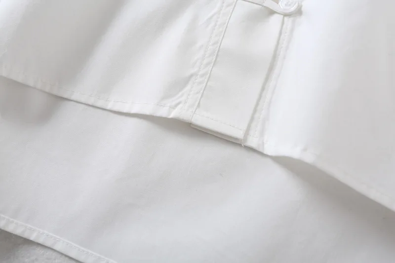 GCAROL весна осень отложной воротник Женская Офисная рубашка Асимметричная Длина карман блузка аккуратные белые идеальные базовые Топы