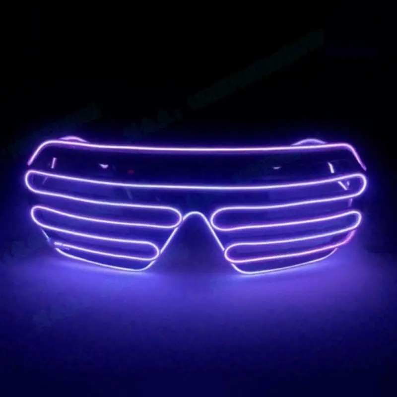 Светодиодный светящиеся очки EL Wire очки светящиеся вечерние принадлежности светильник ing новинка подарок яркий светильник Хэллоуин фестиваль вечерние украшения - Цвет: Фиолетовый