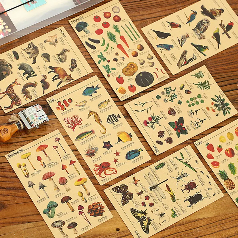

1 x cartoon Animal vintage Kraft paper Stickers Scrapbook Notebook decoration DIY Handmade Sticker Gift Card Children's gift