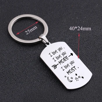 

"I Love You More&Most"Valentine's Day Gift For Couple Keychain Heart Pattern Dog Tag Key Pendant Gift For Men Women Jewelry
