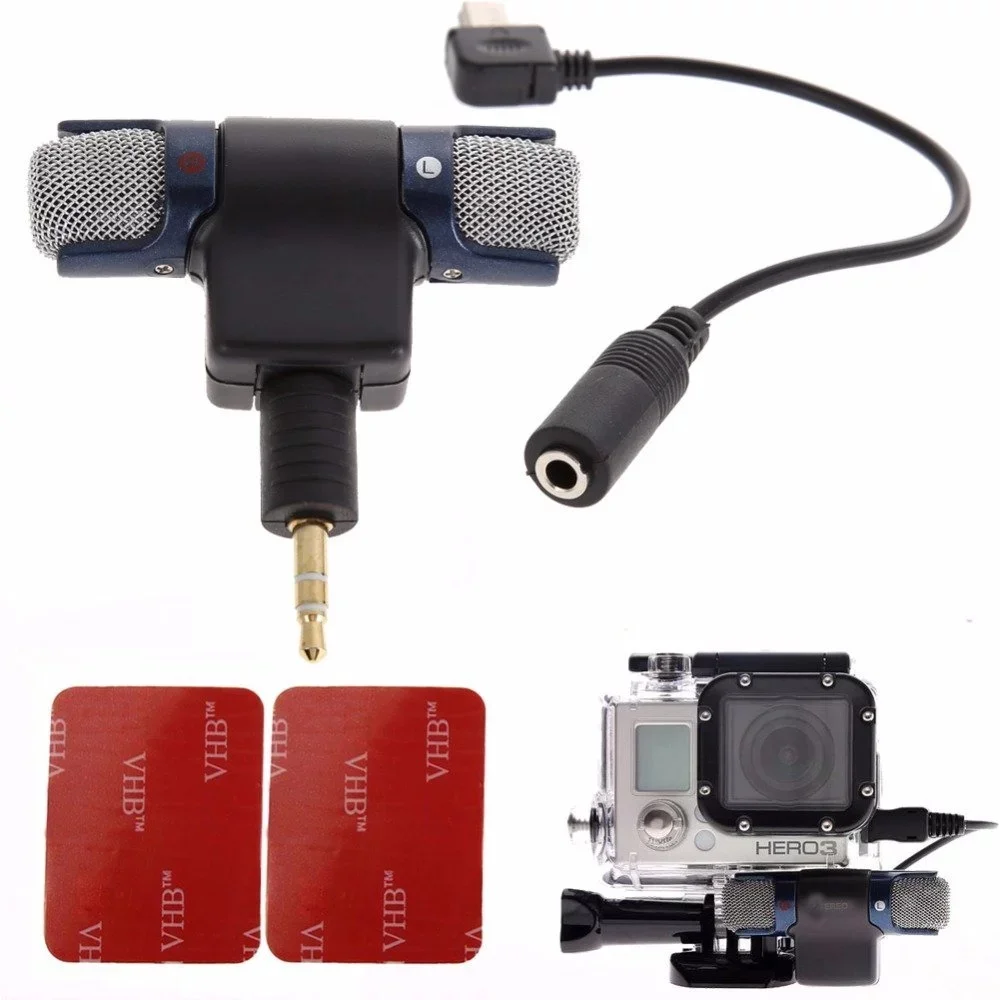 

3.5mm Stereo Microphone Mic Adaptor Adapter for gopros 4 3 3+ Hero 4 / and for Android Iphone Computers Tablets