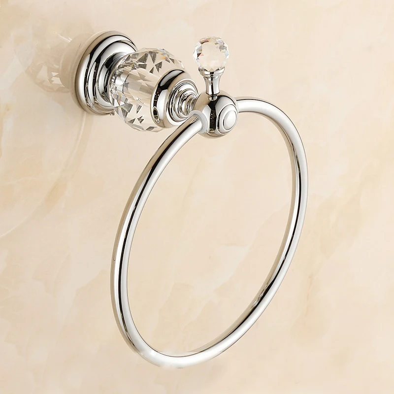 Buy Towel Rings Wall Mounted Brass with Crystal Chrome
