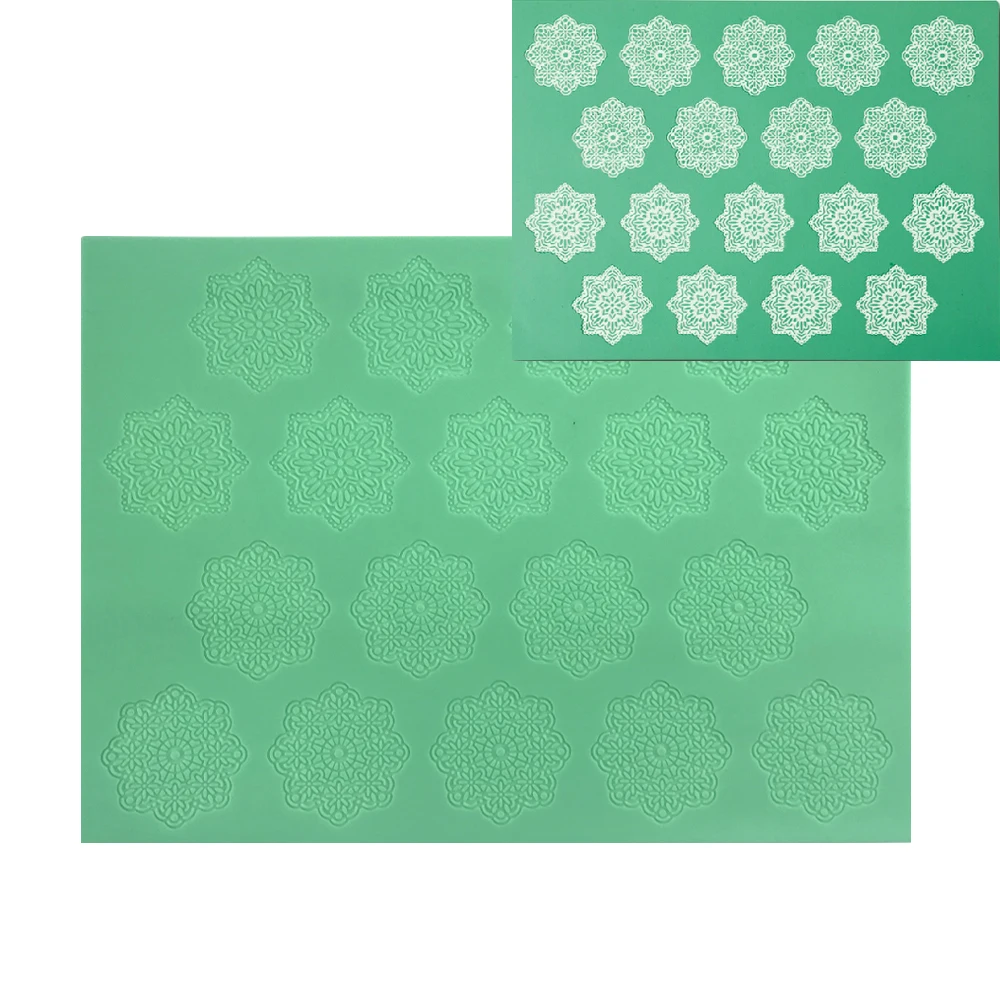 

Christmas Snowflake Pattern Silicone Lace Mat Fondant Cake Decorating Tools Kitchen Cupcake Decoration Sugar Lace Mold Bakeware