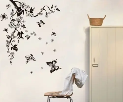 

Timelive new brand Floral Flower Vine Wall Stickers black Home Decor Room decorations Mural Vinyl Decal DIY