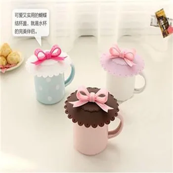 

New Bowknot Bow Silicon Anti-dust Mug Cap Cup Lid Leakproof Cover Multicolor