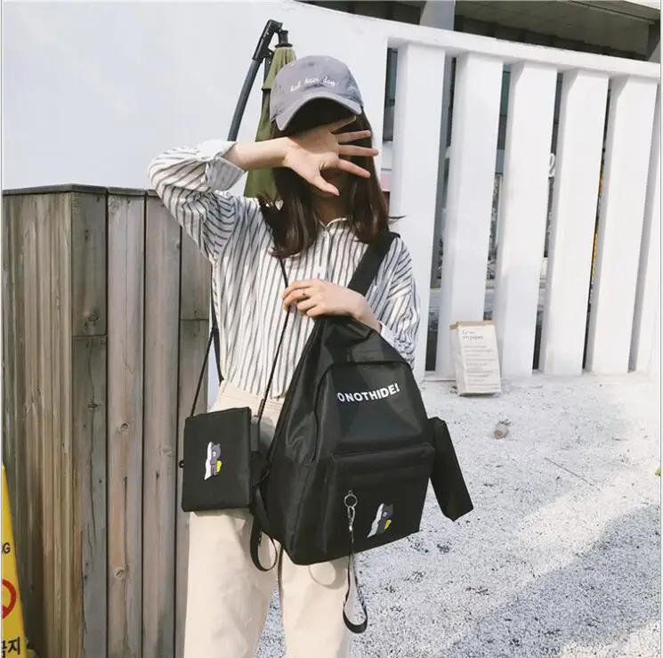 Сумки для женщин трехсекционный женский рюкзак корейский студенческий ветер холст рюкзак дорожная сумка студенческая сумка