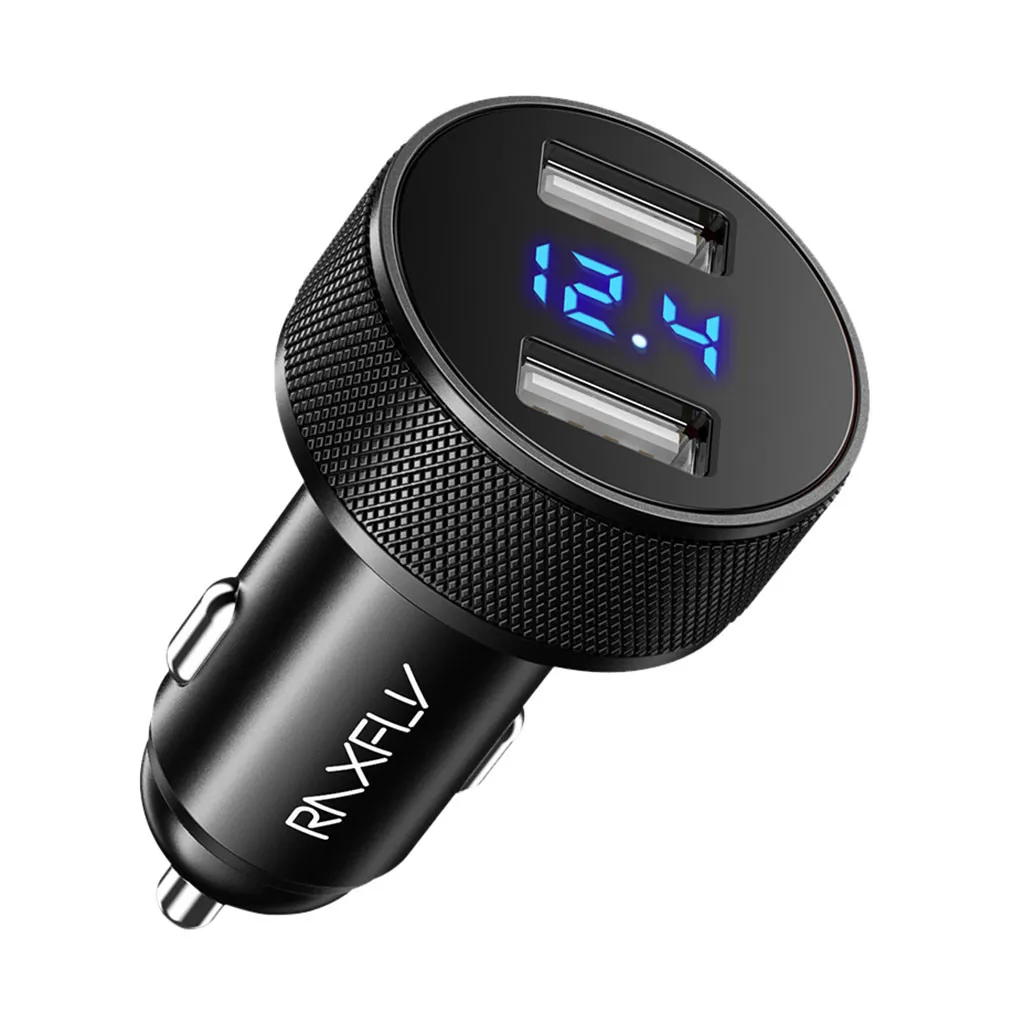 Черный 3.1A двойной зарядное устройство USB с светодиодный Дисплей Универсальный Автомобильный держатель для мобильного телефона лампы Зарядное устройство для Просо samsung S8 iPhone 6 iPhone X XS планшет - Название цвета: Черный
