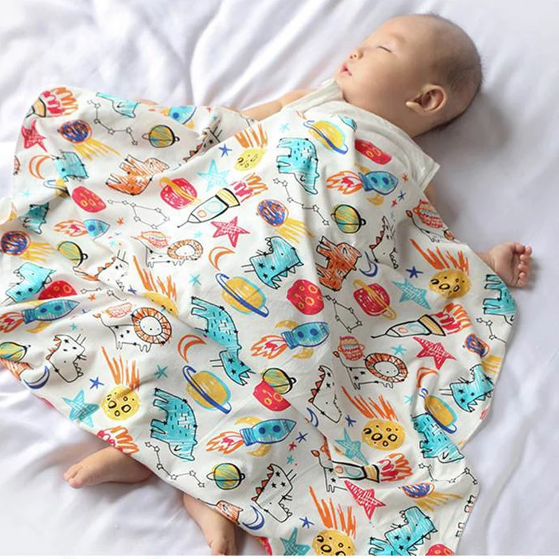 110*94cm Baby Cotton Blanket Wrapped Towel Blankets Cute Cartoon Pattern Warm Swaddling For