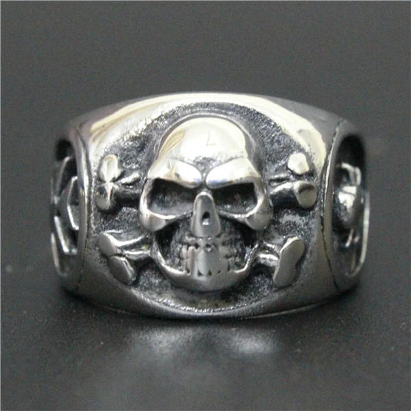 Anillo De Sello De Acero Para Hombre 10 Calaveras Del Ejército Biker