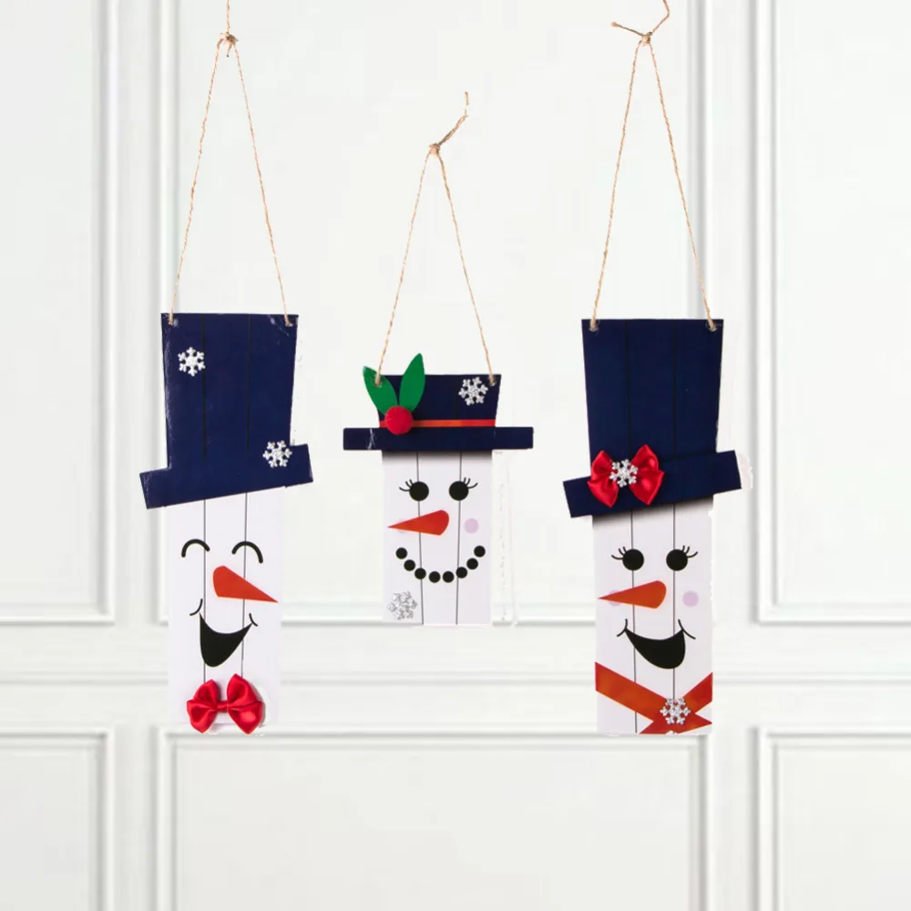 3pcs Rustic Christmas Snowman Door Hanger Foam Sca...