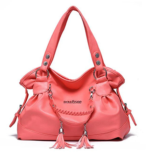 Yogodlns женские сумки-мессенджеры кожаные повседневные сумки с кисточками женская дизайнерская сумка Большой размер сумка на плечо высокое качество - Цвет: Dark pink