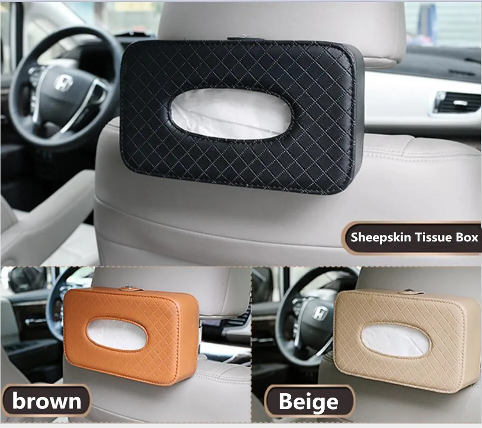 Car Tissue Box Leather PU Car Sun Visor Tissue Box Car-styling Seat Back Stowing Tidying Storage Box Car Accessories