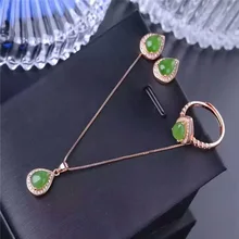 Натурального нефрита комплект инкрустированные ювелирные изделия оптом S925 серебро ювелирных изделий