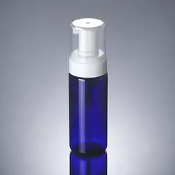 150 мл синий прозрачный, вспенивания бутылки, Mousse бутылка с белым насоса пустые бутылки