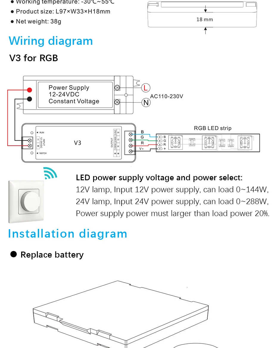 PK1/PK2/PK3 2,4G Беспроводная поворотная панель rf led Диммер пульт дистанционного управления для одного цвета/цветовой температуры/RGB светодиодный светильник