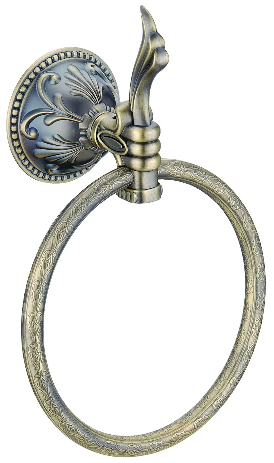 FREE SHIPPING NEW design antique brass towel ring with flowers cin
