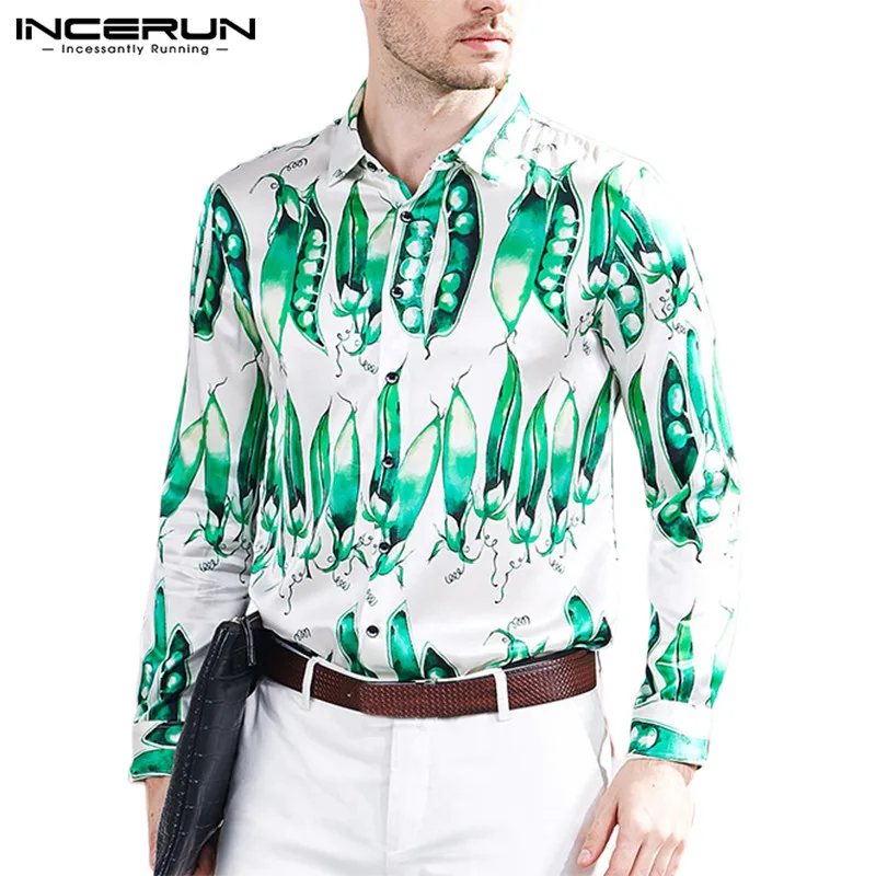 

INCERUN Shirt Brand Male New Fashion Spring Long Sleeve Lapel Casual Business Printing Street Chic 2019 Camisa Masculina S-5XL