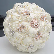 MissRDress великолепные букеты с жемчугом и Букеты Свадебные цвета слоновой кости букеты Искусственные розы и цветы для свадьбы AccessorieJK313