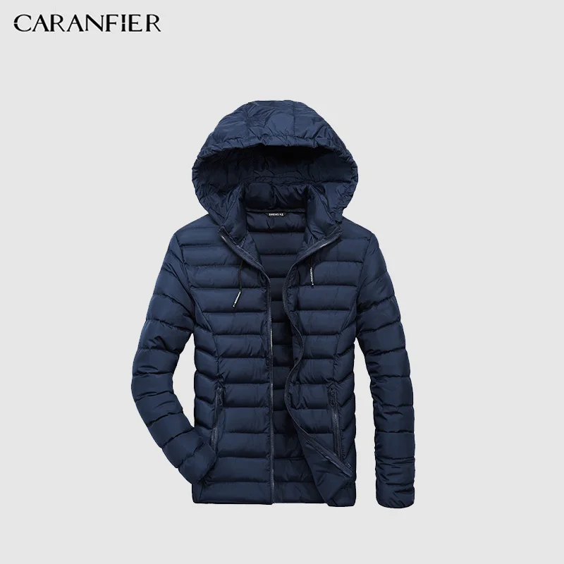 Caranfier парка зимняя Для мужчин куртка Пальто и пуховики толстые Мужская одежда Smart Повседневное хлопковое пальто молнии дышащий Теплая
