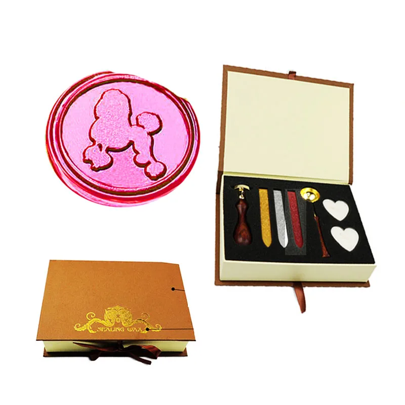 

Lovely Poodle Wax Seal Stamp Set Vintage Classical Wax Stamp Kit for Cards Envelopes, Invitations, Wine Packages