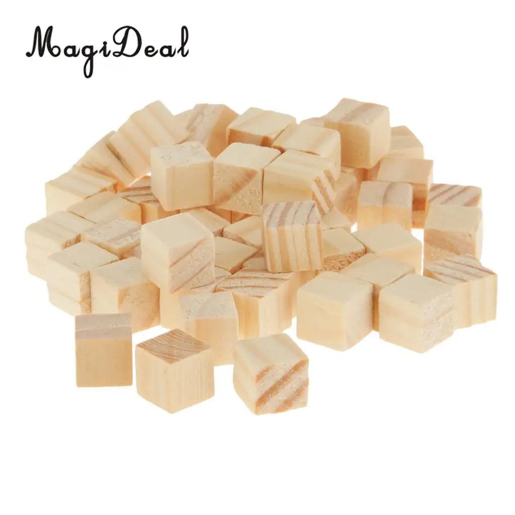 MagiDeal High Quality 50Pcs Wooden Square Tiles for Crafts Wood Family Fun Board Games Great Crafting Accessory Children Gifts