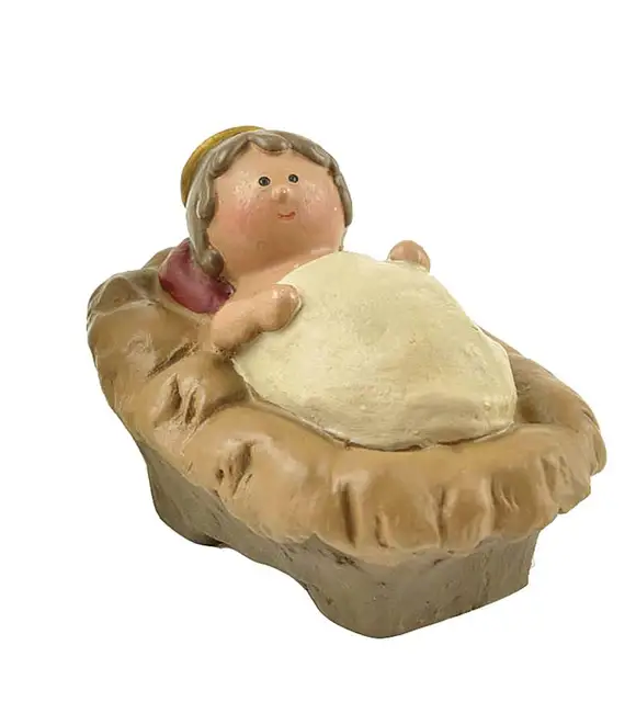 Polyresin Baby Jesus In Manger Religious Nativity Mini Figurine