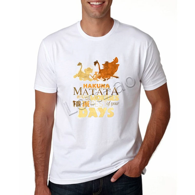 

Hakuna Matata Letter Tops Lion King Pig Tees Men/Women Summer Vogue Unisex Cute T-Shirt 100% Cotton O-Neck Soft Funny Tees