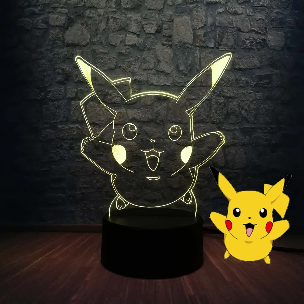 Pokemon Go экшн фигурка 3D RGB лампа Pikachu Fire Dragon Espeon визуальная Иллюзия светодиодный