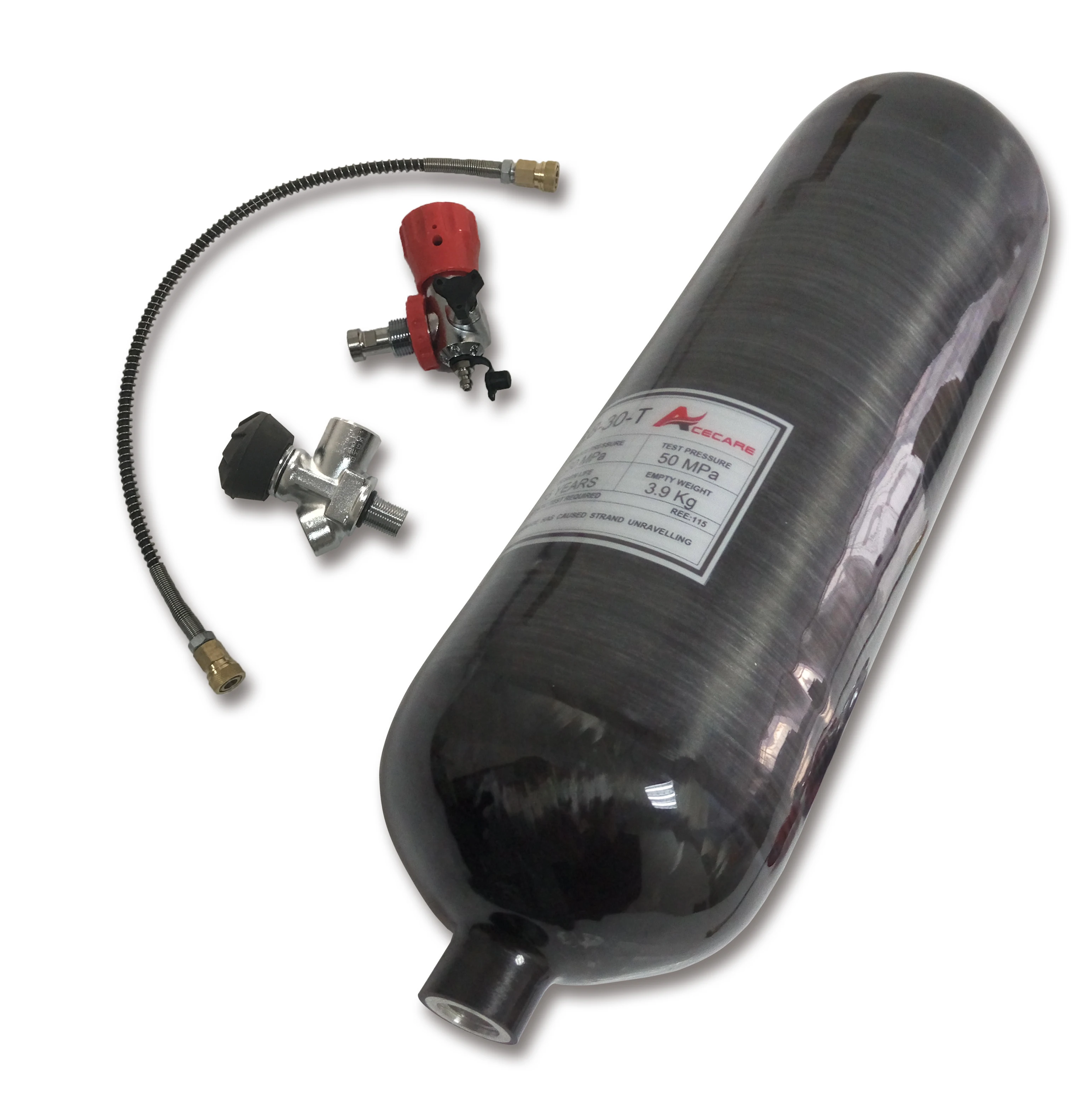 AC368301 Pcp Кондор Черный углеродного волокна Пейнтбол Танк Hpa Co2 Air RifleTank 6.8L M18* 1,5 4500PSI для подводного пистолета с клапаном