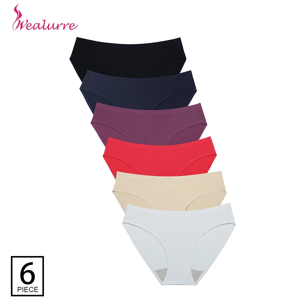 

Wealurre 6Pcs Breathable Sexy Low Waist Intimates Seamless Bikini Nylon Spandex Mesh Panties Underwear Women'S Panties Briefs
