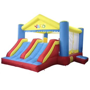 Cheap Free PE Balls Blower YARD Inflatable Bouncer Trampoline Double Slides Home Use Inflatable Castle Ship By Express Christmas Gift