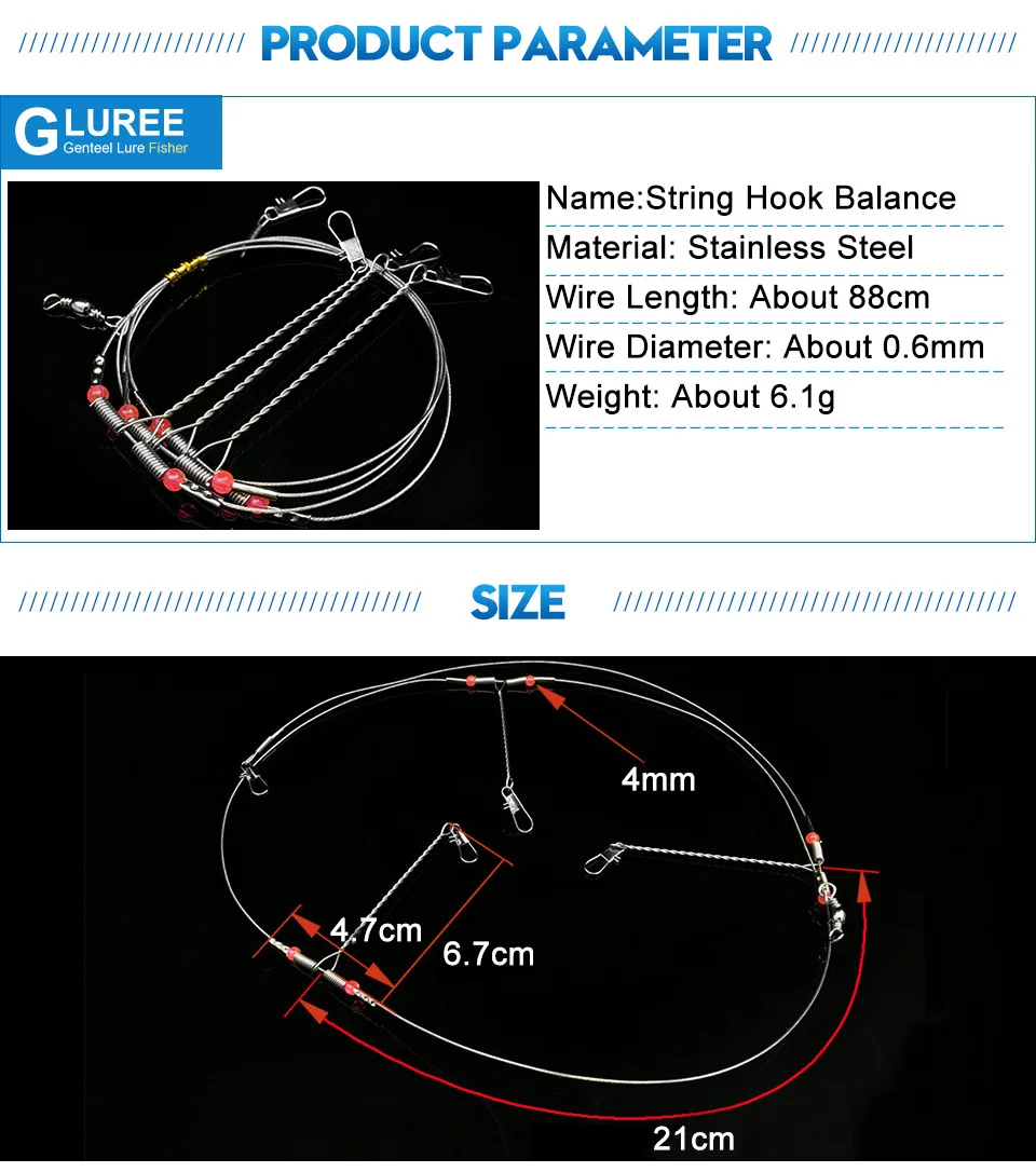 GLUREE-5Pcs-88cm-Fishing-Hook-Anti-Winding-String-Hook-Balance-Bracket-Fishing-Rigs-Wire-Leader-Sea-Fishing-Tackle-Accessories_04